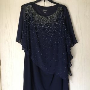 New Xscape Navy w/ Silver Rhinestone Beads Dress